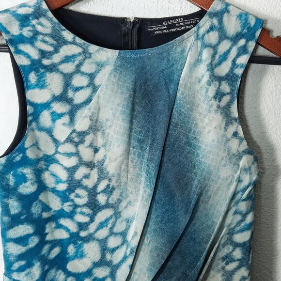 AllSaints Women’s Dress Silk Midi Shift Size 6 Wearable Art - Picture 4 of 9